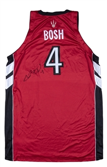 2003-04 Chris Bosh Rookie Season Game Used & Signed Toronto Raptors #4 Alternate Road Jersey (Toronto Raptors LOA)